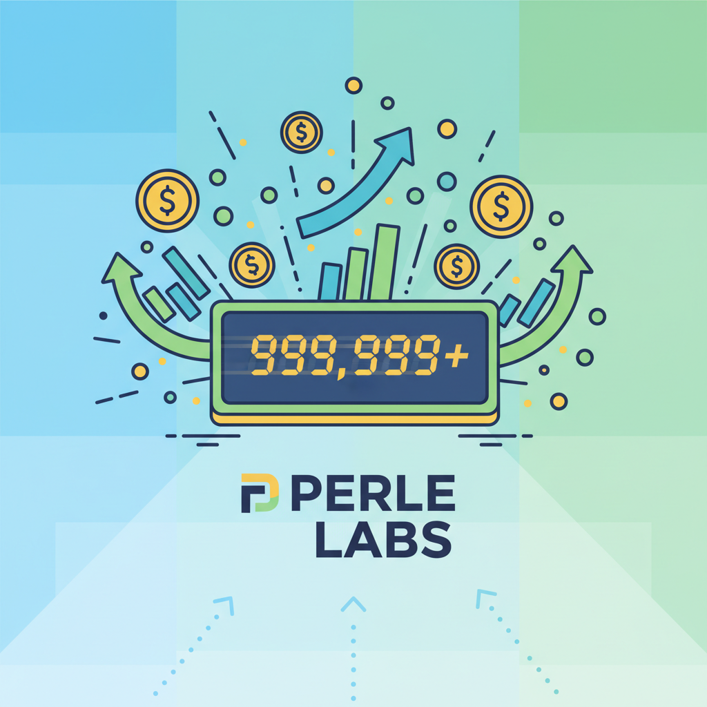 points counter skyrocketing on Perle Labs, exploding coins and graphs