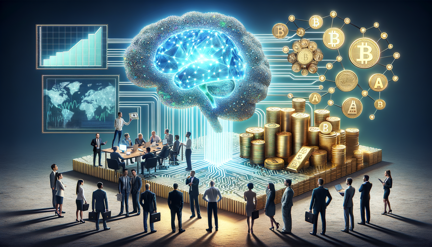 Blockchain network illustration showing token rewards flowing to data labelers in decentralized AI ecosystem