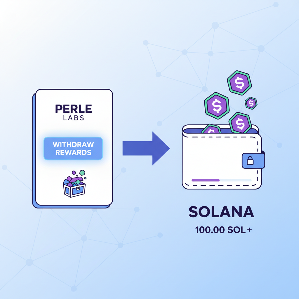 withdrawing crypto rewards from Perle Labs, wallet filling with Solana tokens
