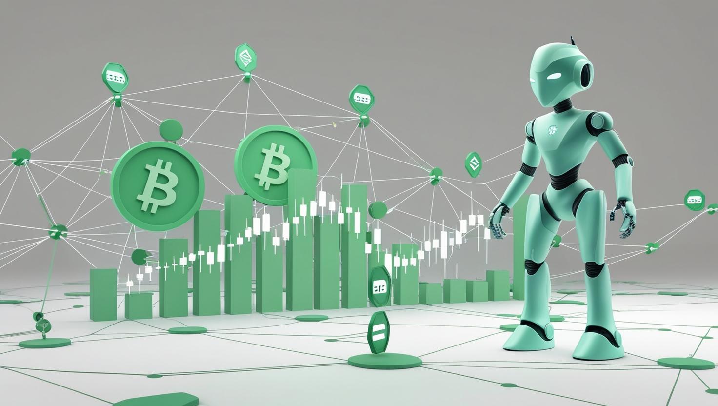 Digital illustration of data labelers earning crypto tokens on a blockchain network for high-quality AI training data annotation tasks