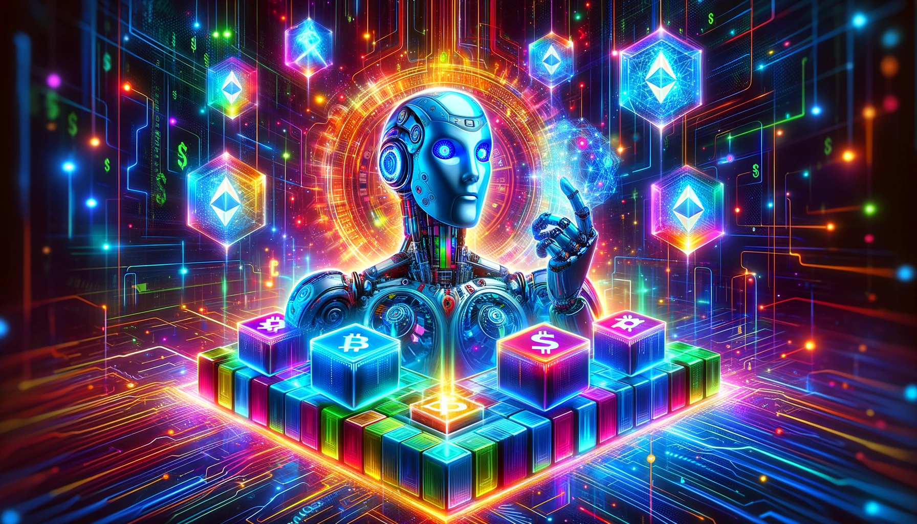 Vibrant digital illustration of diverse global contributors annotating AI data on decentralized blockchain networks, earning glowing cryptocurrency tokens as rewards for Train-to-Earn tasks
